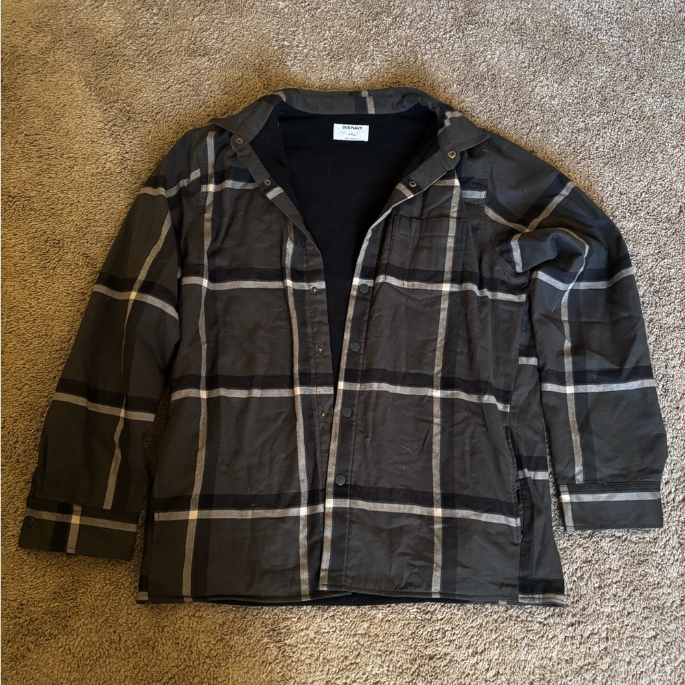 Old Navy Black and Gray Plaid Jacket